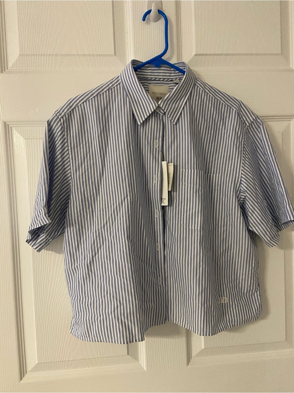 T41a- UNIQLO x JW ANDERSON Blue Striped Boxy OXFORD Shirt *UNISEX
